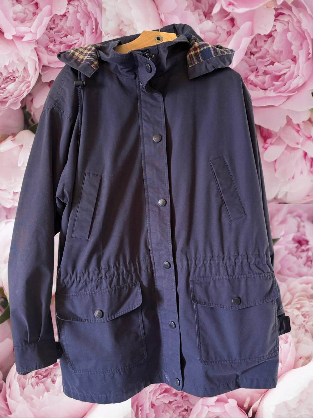 Vintage Utility Jacket 2X Cabin Creek Navy Camp Gorpcore Plaid Lining Hood